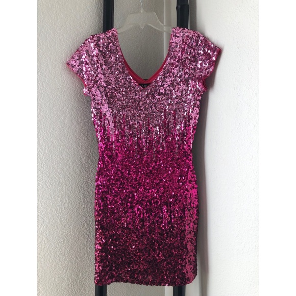 Sequin Glitter Short Sleeve V Neck Dress - Picture 1 of 8